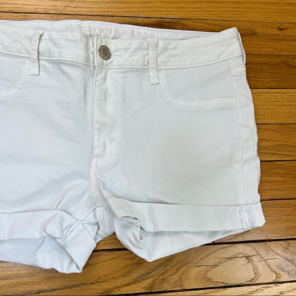 One of a kind American Eagle white super stretch cutoff jean shorts - Picture 3 of 9